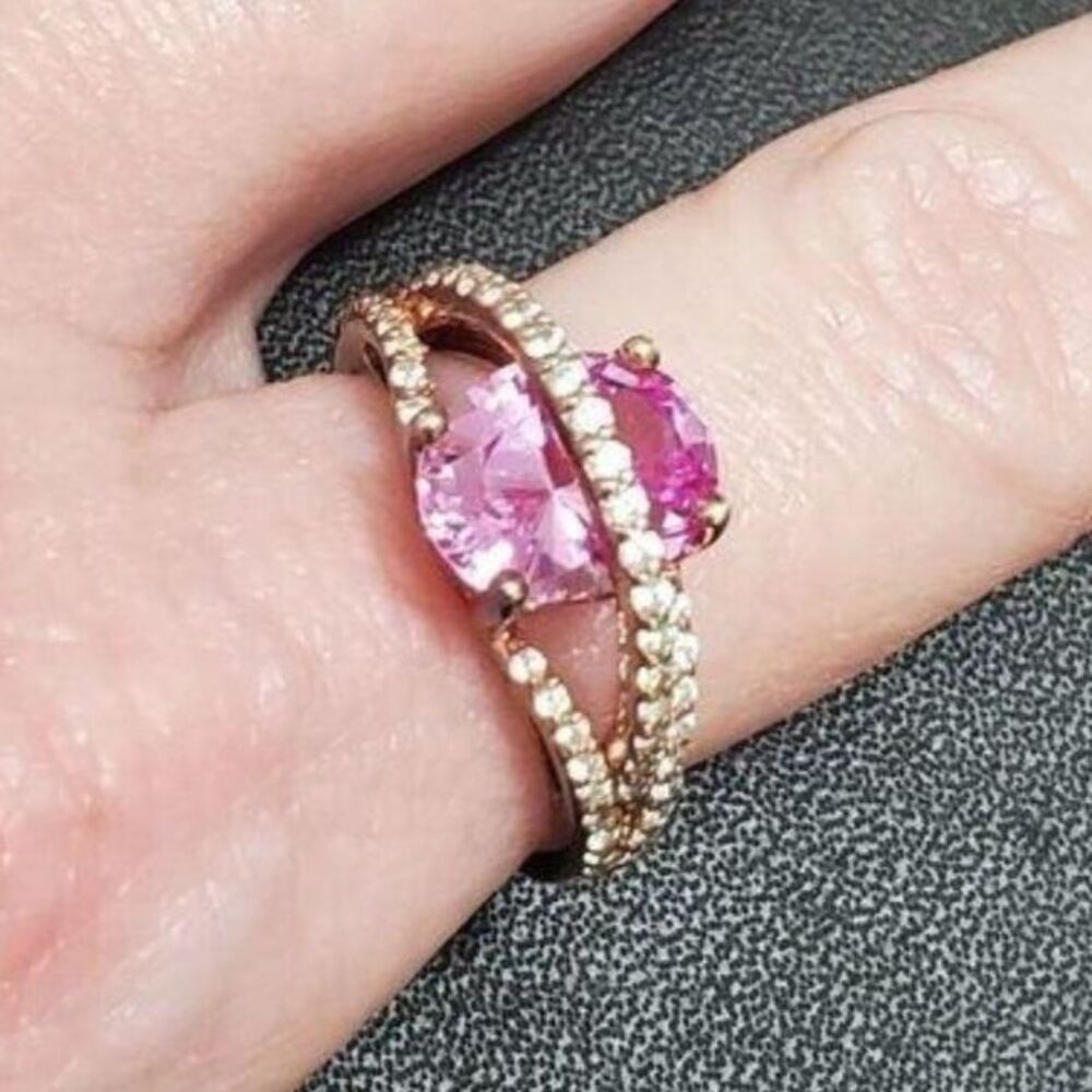 Rose gold sterling silver pink sapphire ring Size - almost a 7.